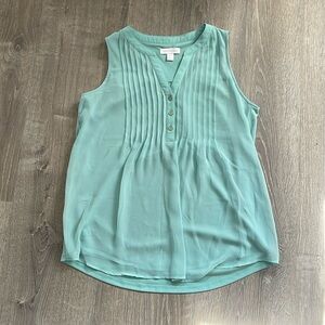 Charter Club Small Petite Pleated Button Neck Top